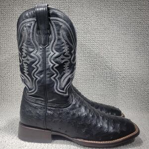 Tecovas The Emmit 2 Men's US Size 12D Midnight Black Ostrich Cowboy Boots